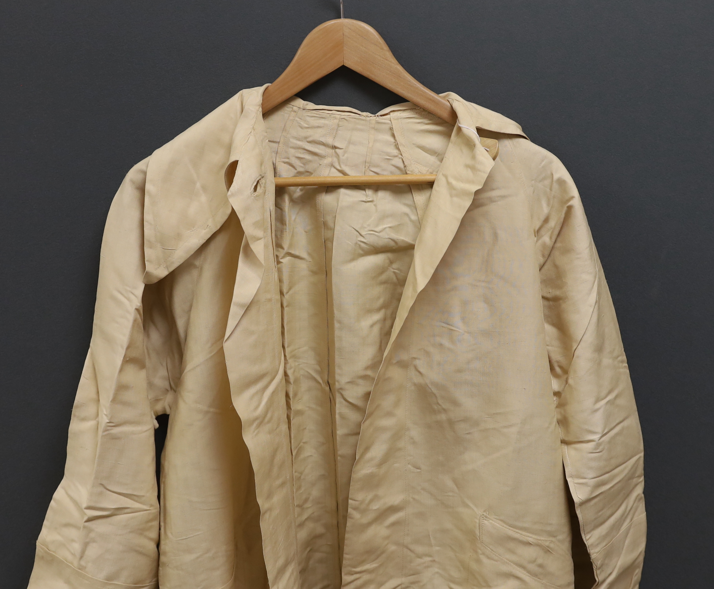 A ladies 20th century cream shantung silk summer duster coat